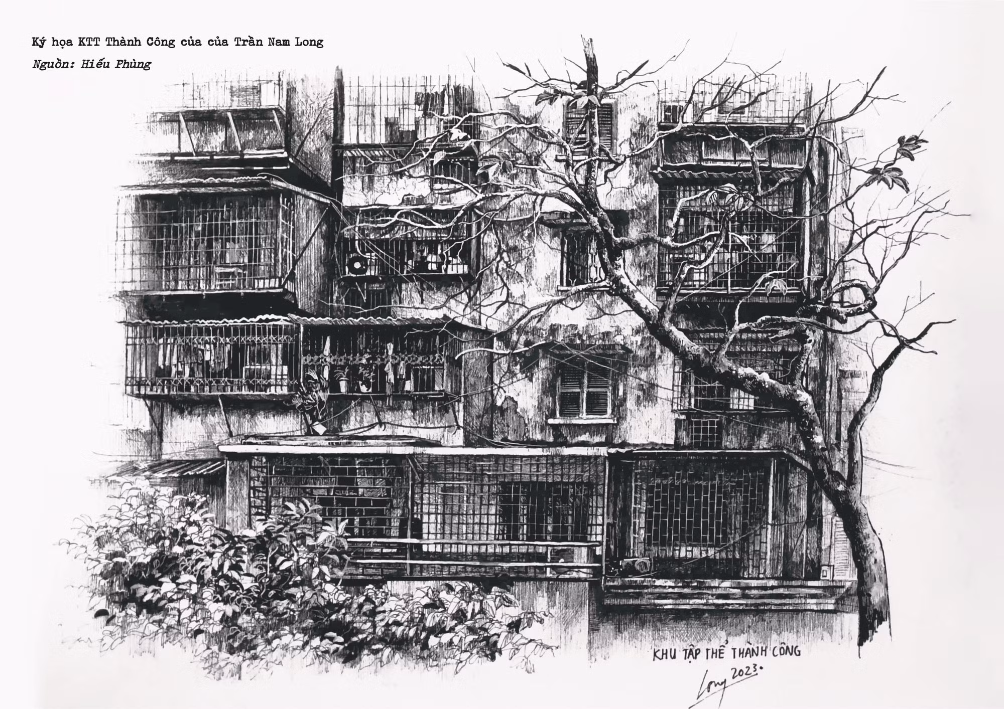 Những nét vẽ ký họa đầy hoài niệm về không gian sinh hoạt cộng đồng (Ảnh: Vietnam+)